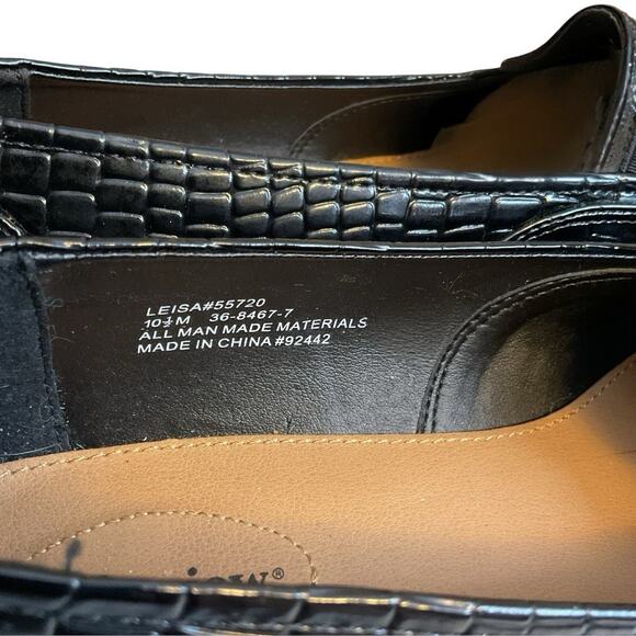 Comfort View Leisa Womens Flat Loafers 10.5M Black Croc Faux Patent Shoes - Picture 3 of 14